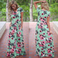 Women 2022 Pink Floral Print Boho Beach Dress