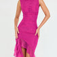 New Elegant Ruffle Ruched Midi Dress