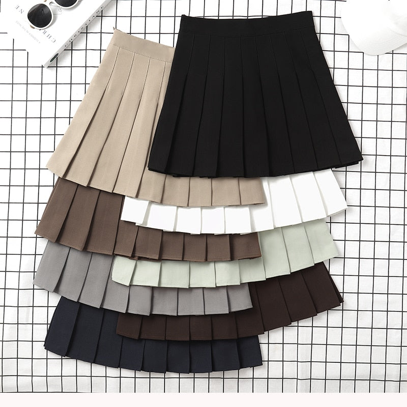 Korean Style Black Mini Pleated Skirt