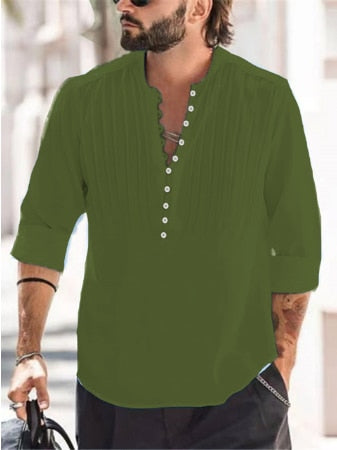 2023 New Men's Casual Blouse Cotton Linen Shirt