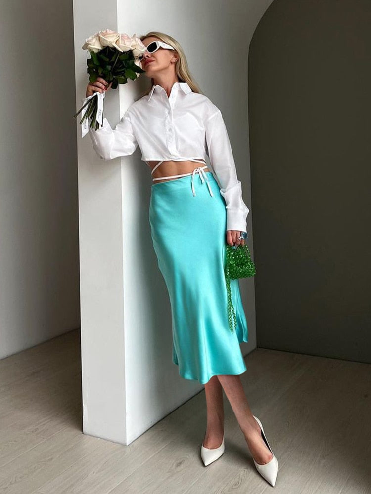 Women High Waisted Summer Long Skirt