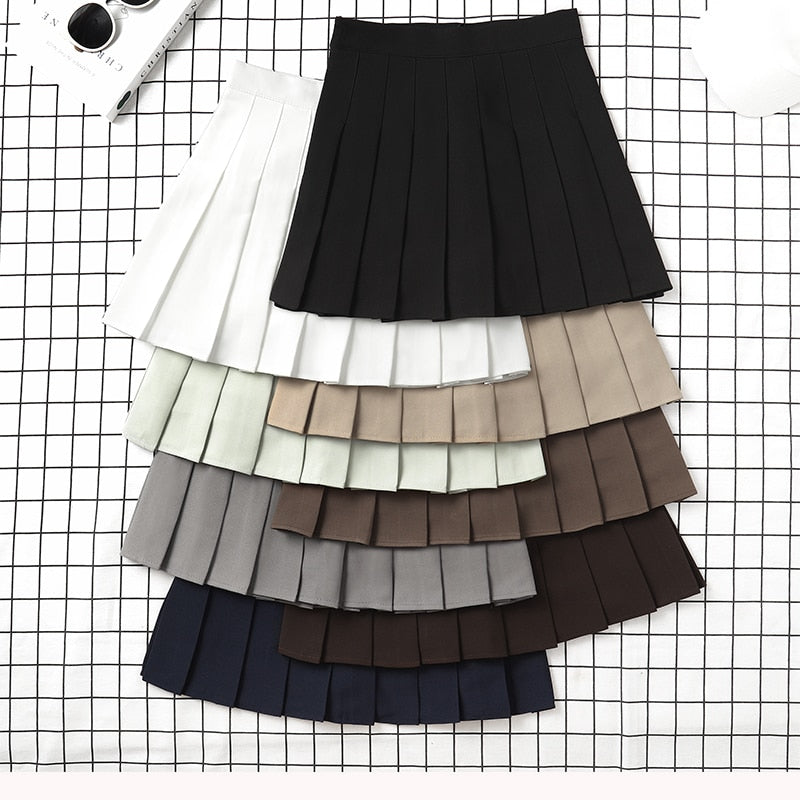 Korean Style Black Mini Pleated Skirt