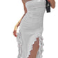 Women Ruffles Split Beach Dress