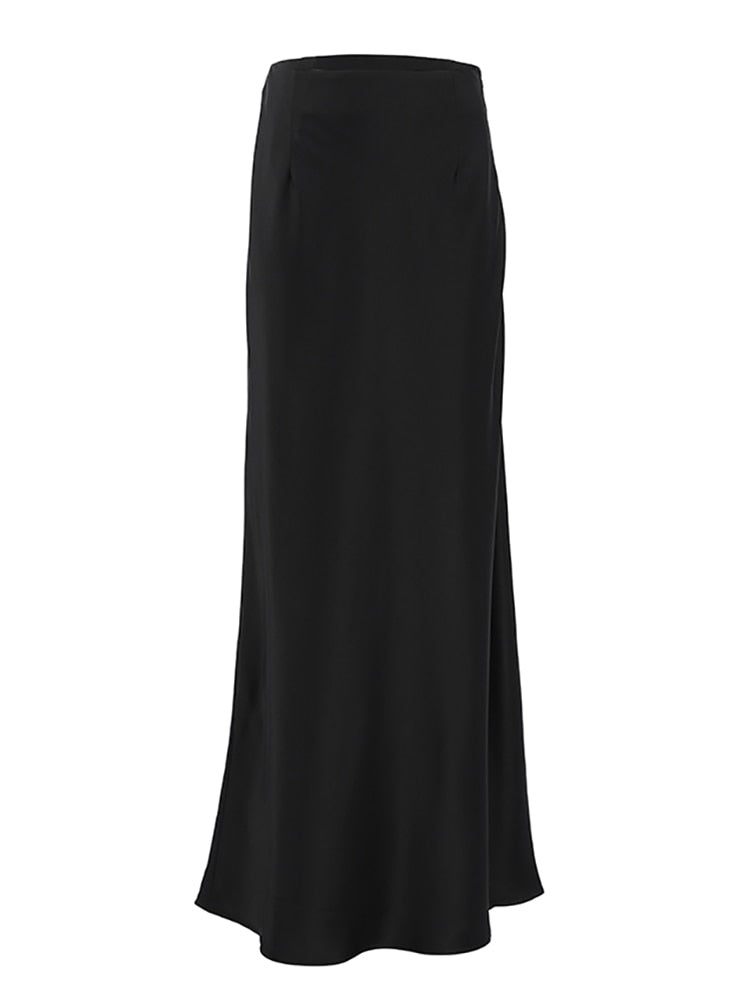 New  Elegant Satin Black Trumpet Skirts