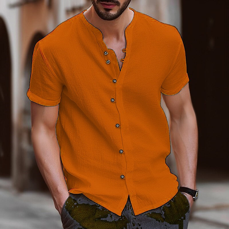 Summer Men's Casual Cotton Linen Shirt