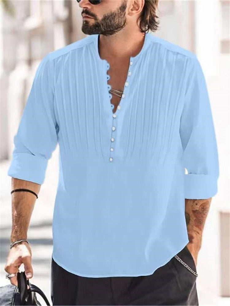 2023 New Men's Casual Blouse Cotton Linen Shirt