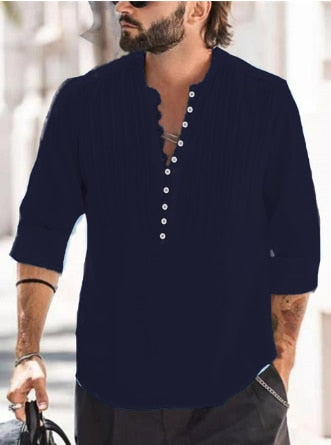 2023 New Men's Casual Blouse Cotton Linen Shirt