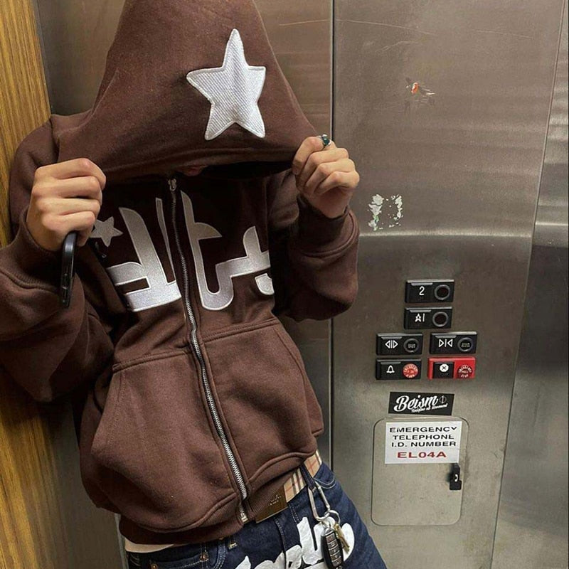 Women Star Letter Print Hoodies