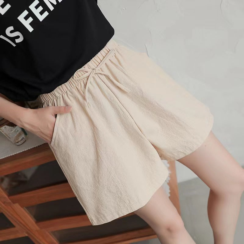 2022 New Summer Cotton Linen Beach Shorts