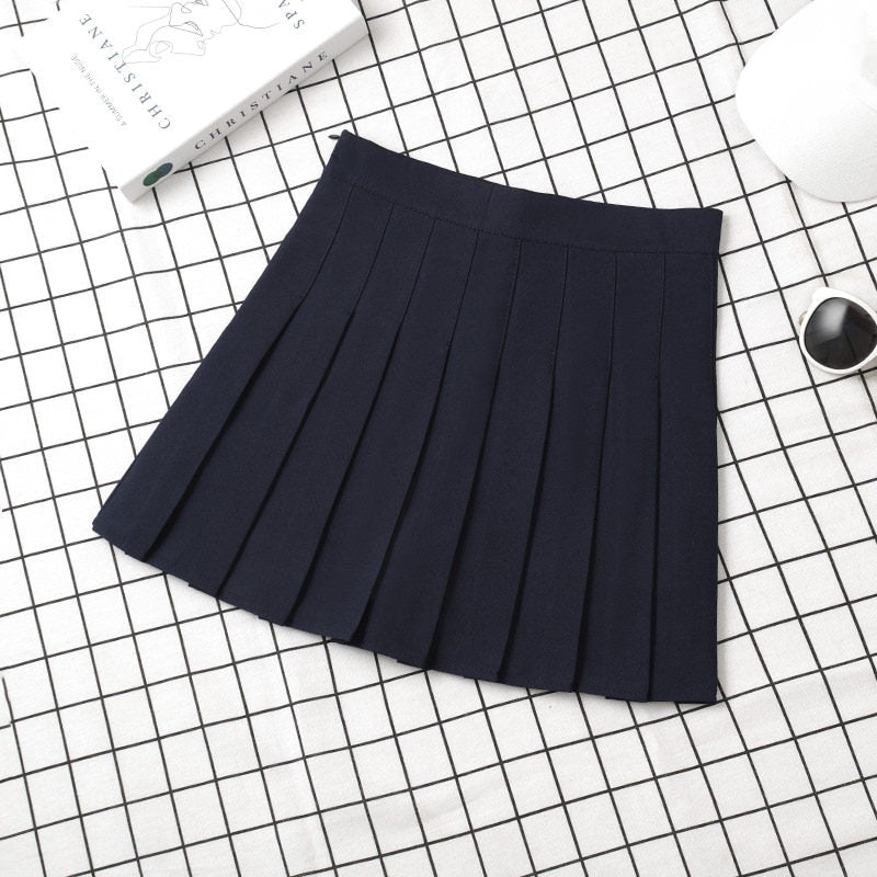 Korean Style Black Mini Pleated Skirt