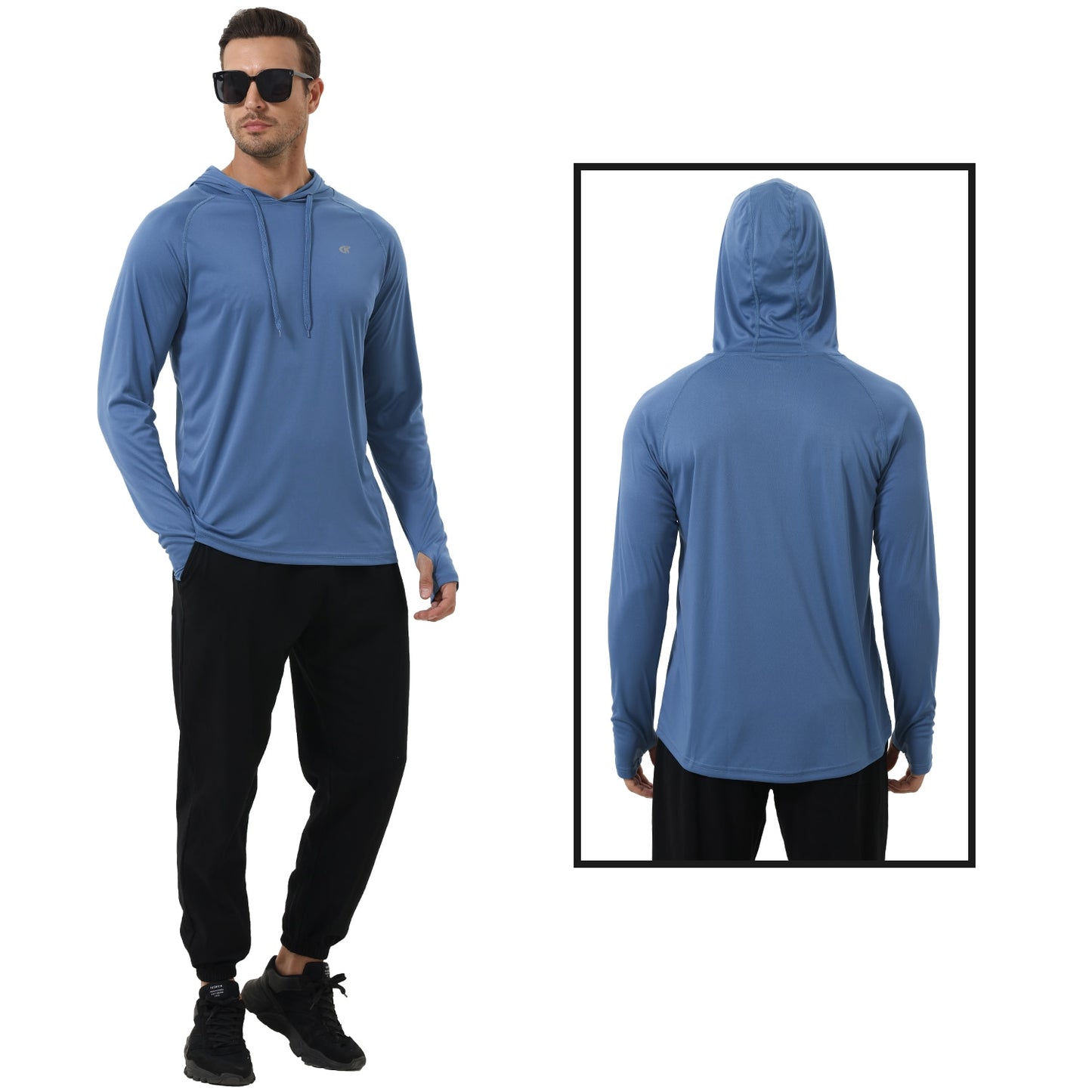 Men's Long Sleeve UPF 50+ Rash Guard Hoodie