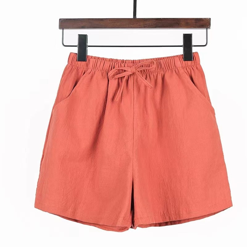 2022 New Summer Cotton Linen Beach Shorts