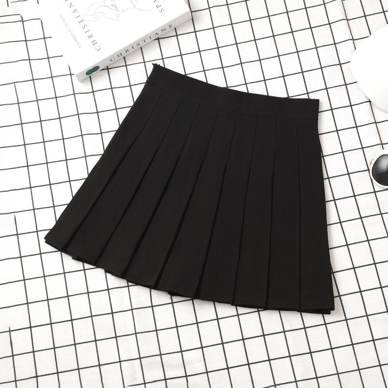 Korean Style Black Mini Pleated Skirt