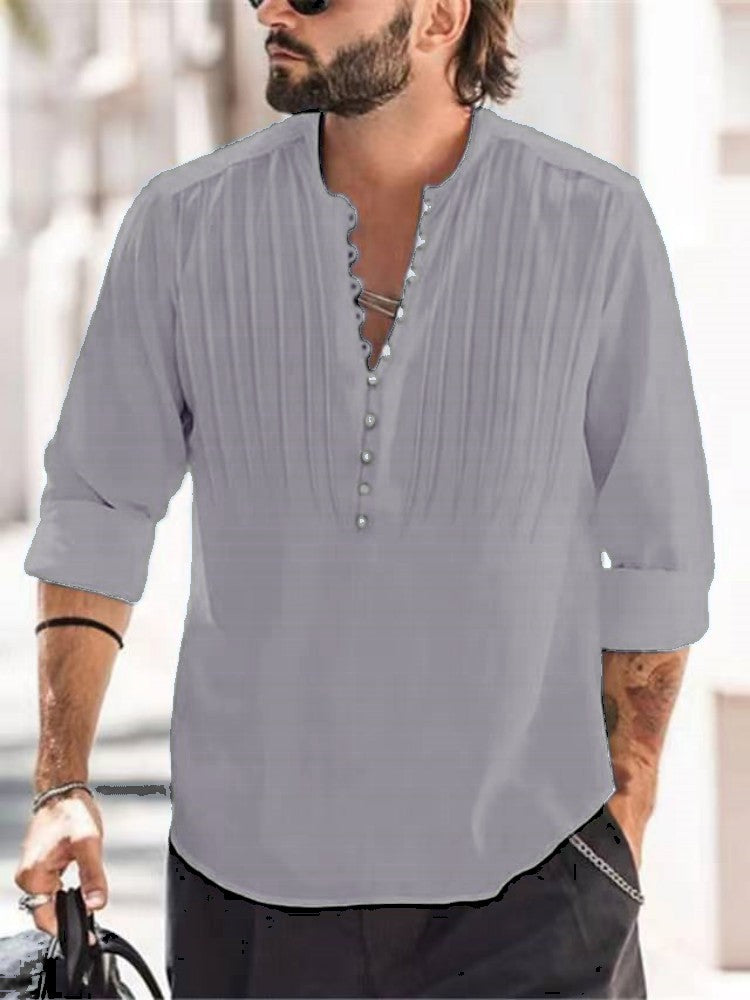 2023 New Men's Casual Blouse Cotton Linen Shirt