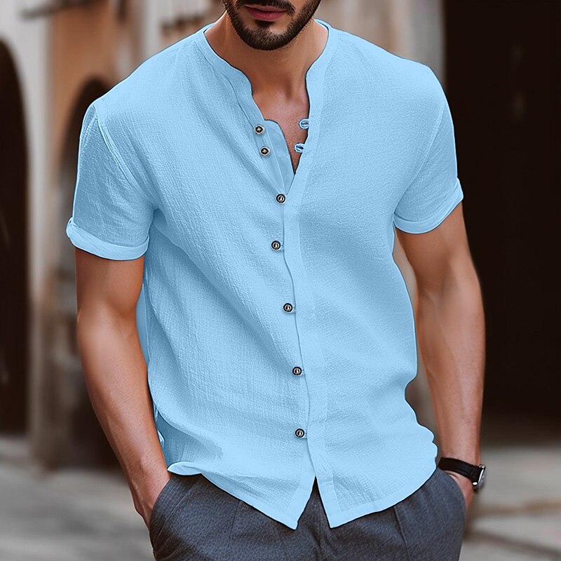 Summer Men's Casual Cotton Linen Shirt