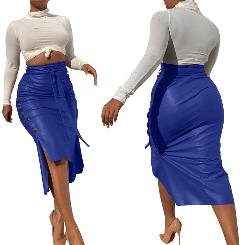 KREYOL HIGH WAIST LEATHER SKIRT