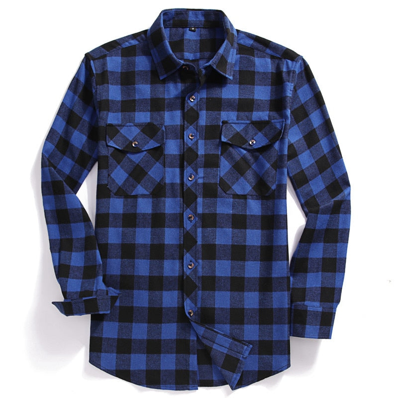 New Men Casual Plaid Flannel Shirt