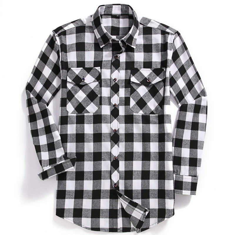 New Men Casual Plaid Flannel Shirt