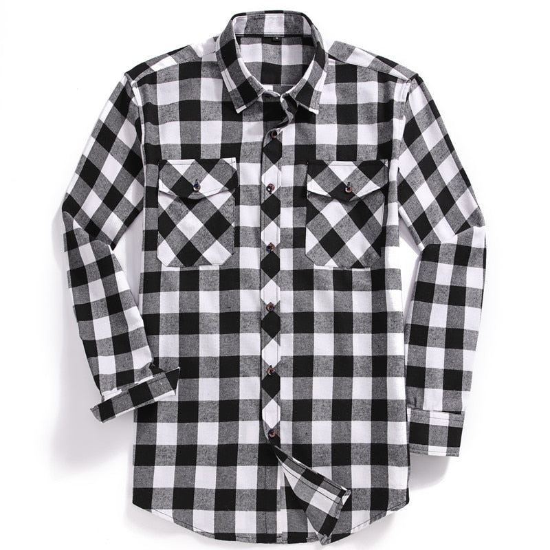 New Men Casual Plaid Flannel Shirt