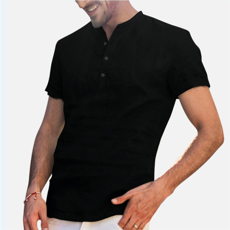 Men's Baggy Casual Shirts Slim Fit Solid Cotton Shirts