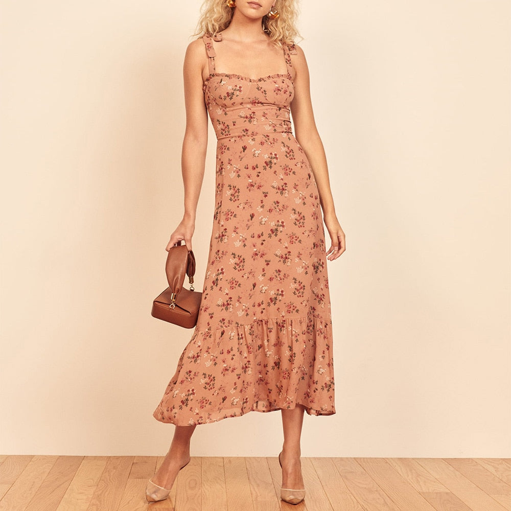 Women Elegant Vintage Floral Dress