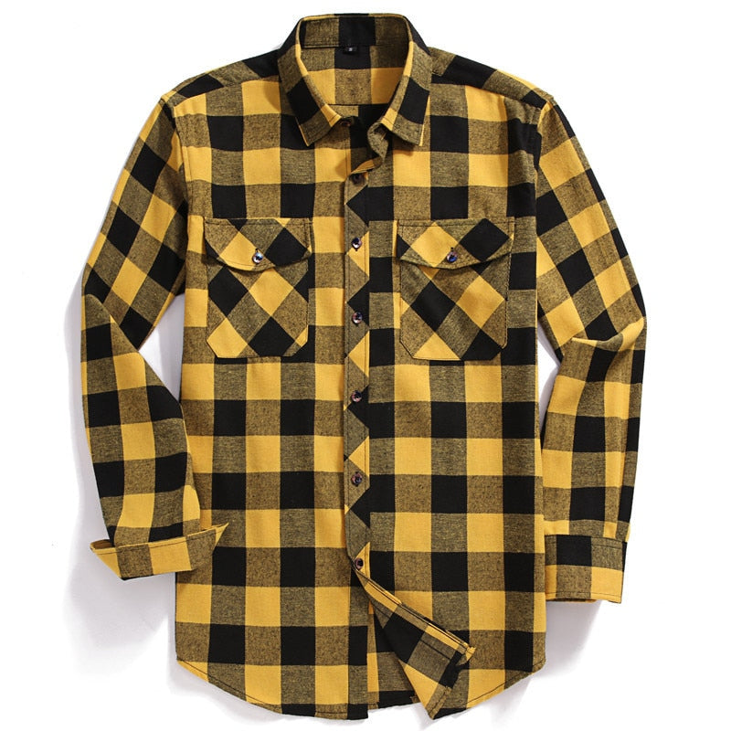 New Men Casual Plaid Flannel Shirt