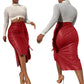 KREYOL HIGH WAIST LEATHER SKIRT