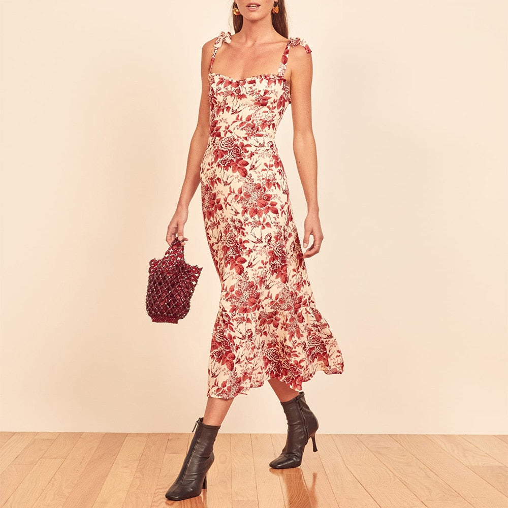 Women Elegant Vintage Floral Dress