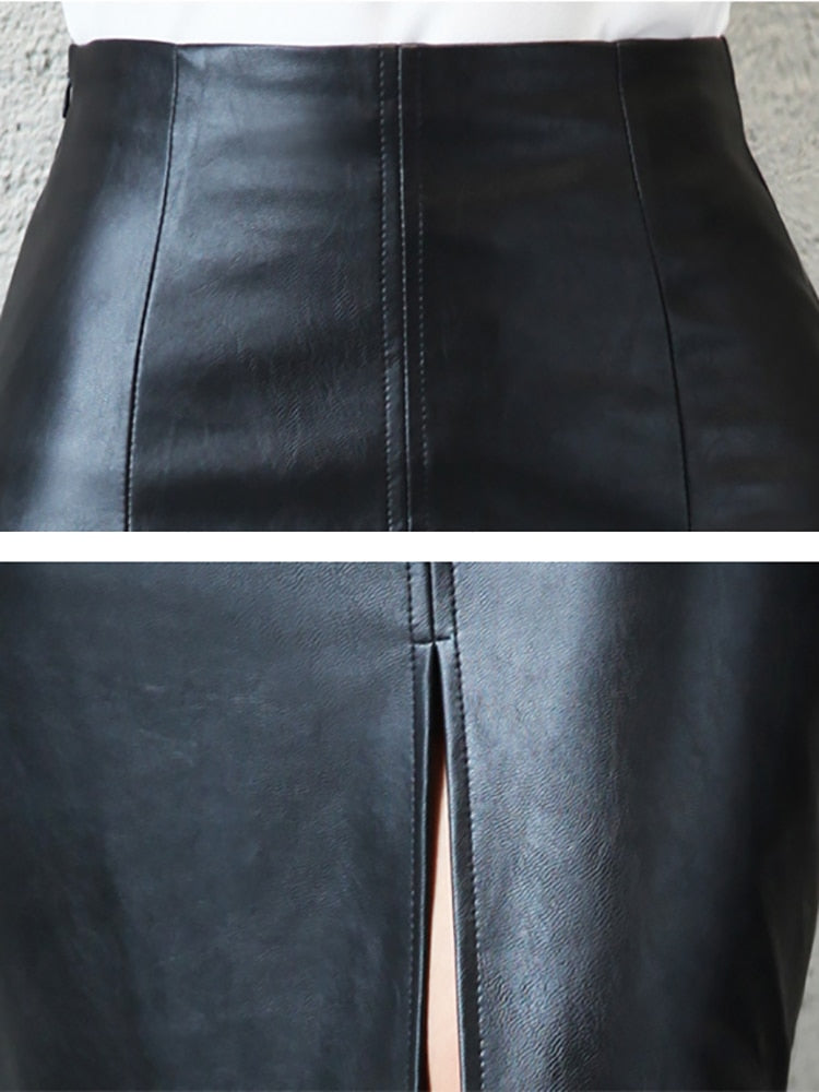 KREYOL BLACK LEATHER SKIRT