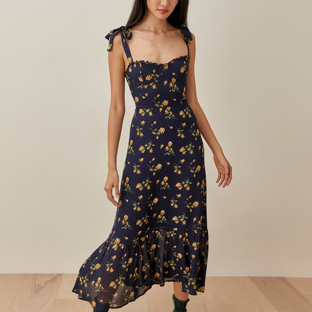 Women Elegant Vintage Floral Dress