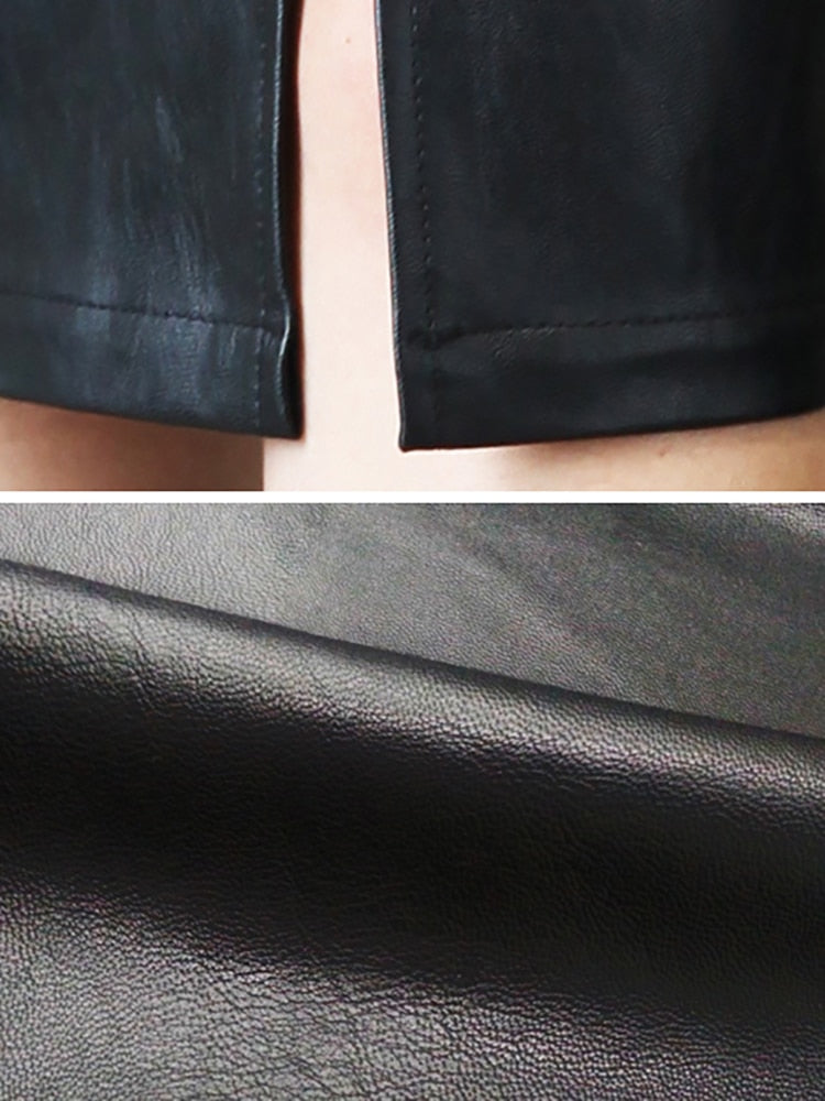 KREYOL BLACK LEATHER SKIRT