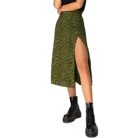 High waist stretch split long A-line skirts