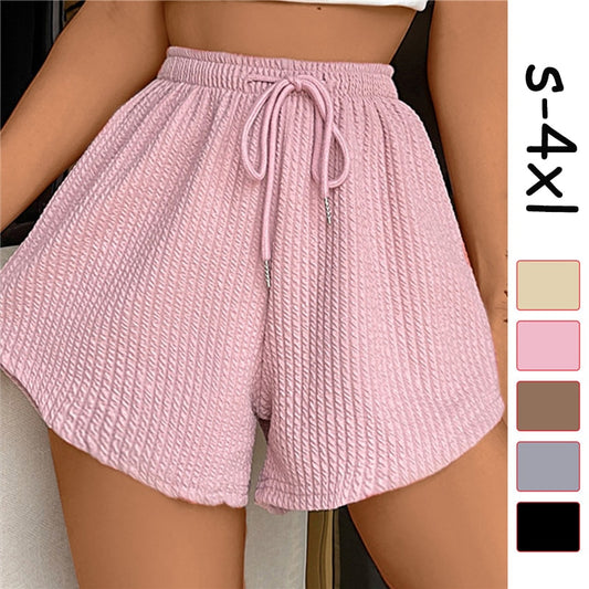 High Elastic Lace Up Drawstring Wide Leg Sweat Short