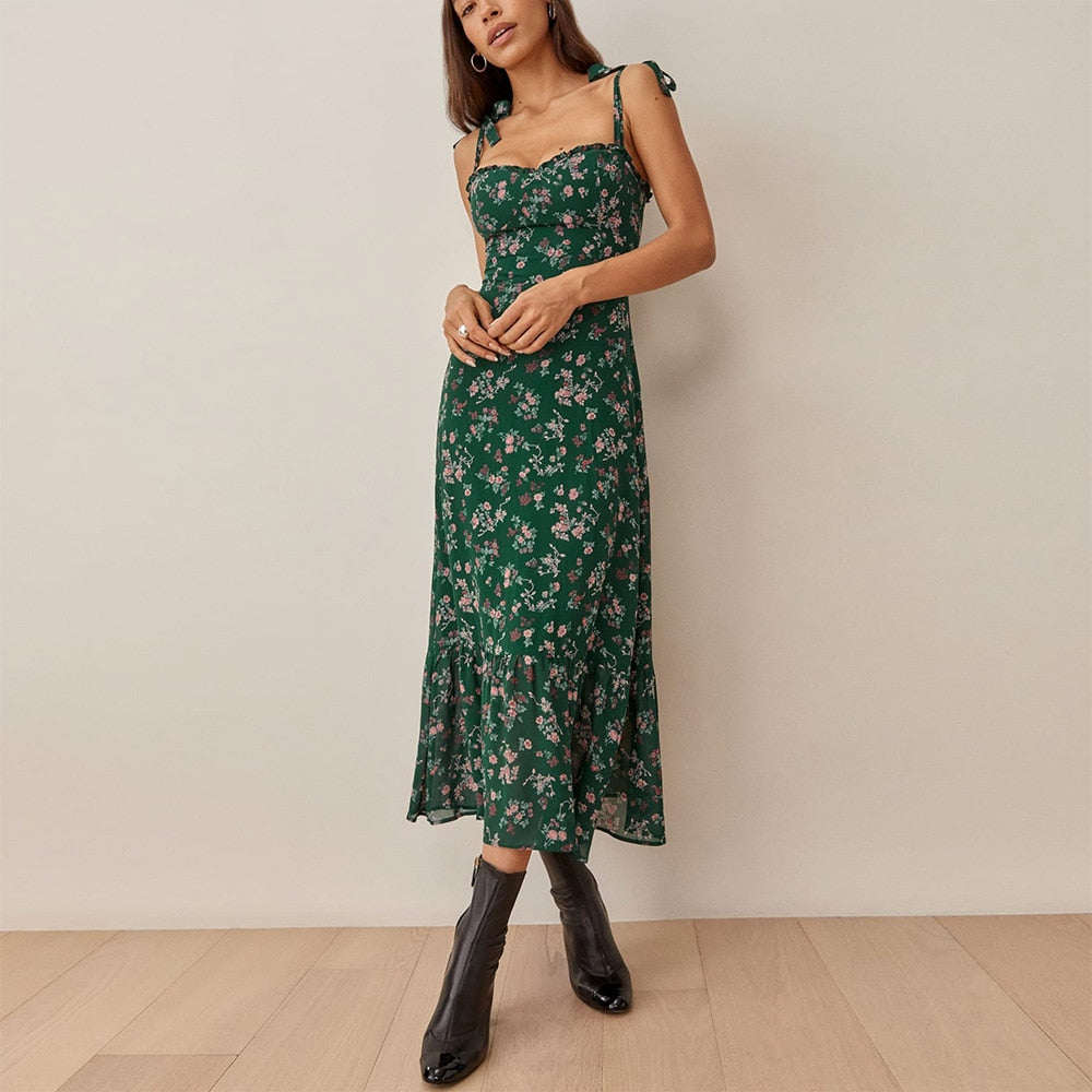 Women Elegant Vintage Floral Dress