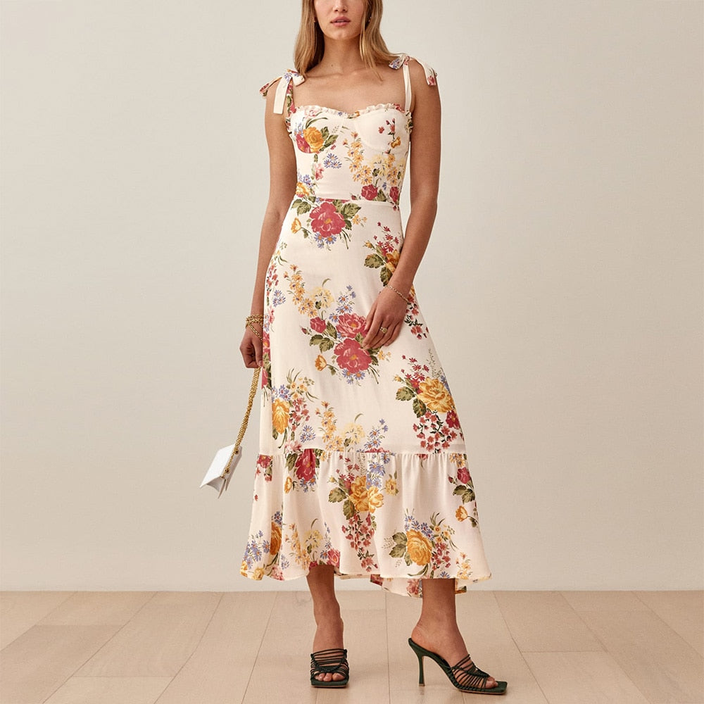 Women Elegant Vintage Floral Dress