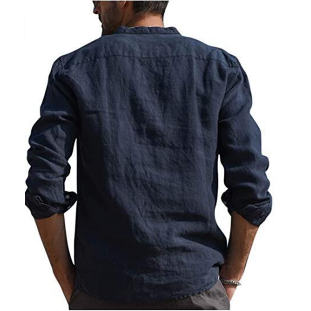 Cotton Linen Hot Sale Mens Long-Sleeved Shirts