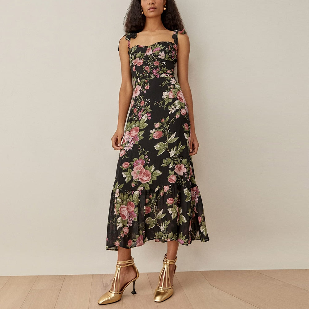 Women Elegant Vintage Floral Dress