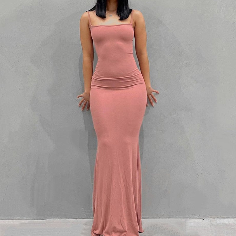 Satin Slip Sleeveless Backless Maxi Dress