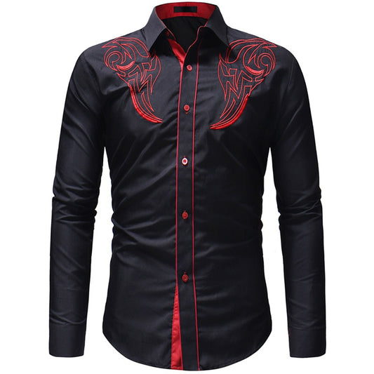 Fashion Mens Embroidered Western Shirt