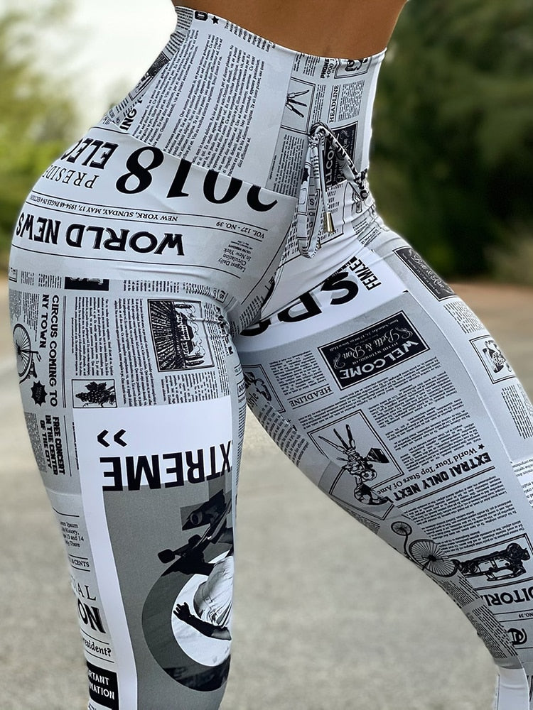 KREYOL NEWSPAPER PRINT LEGGING