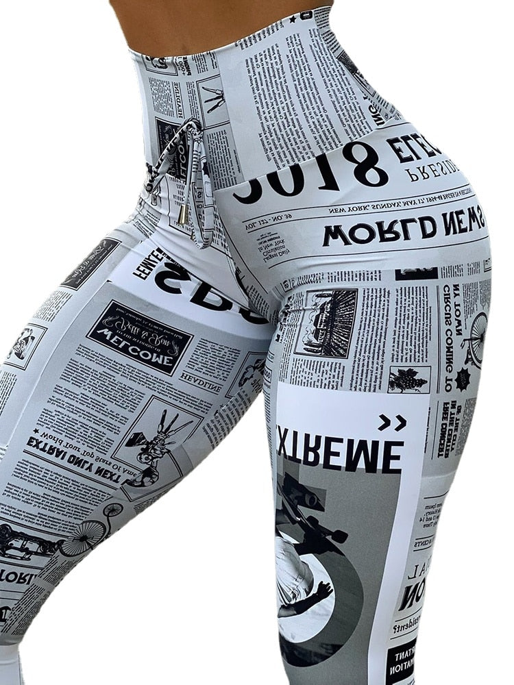 KREYOL NEWSPAPER PRINT LEGGING