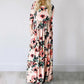 Women 2022 Pink Floral Print Boho Beach Dress