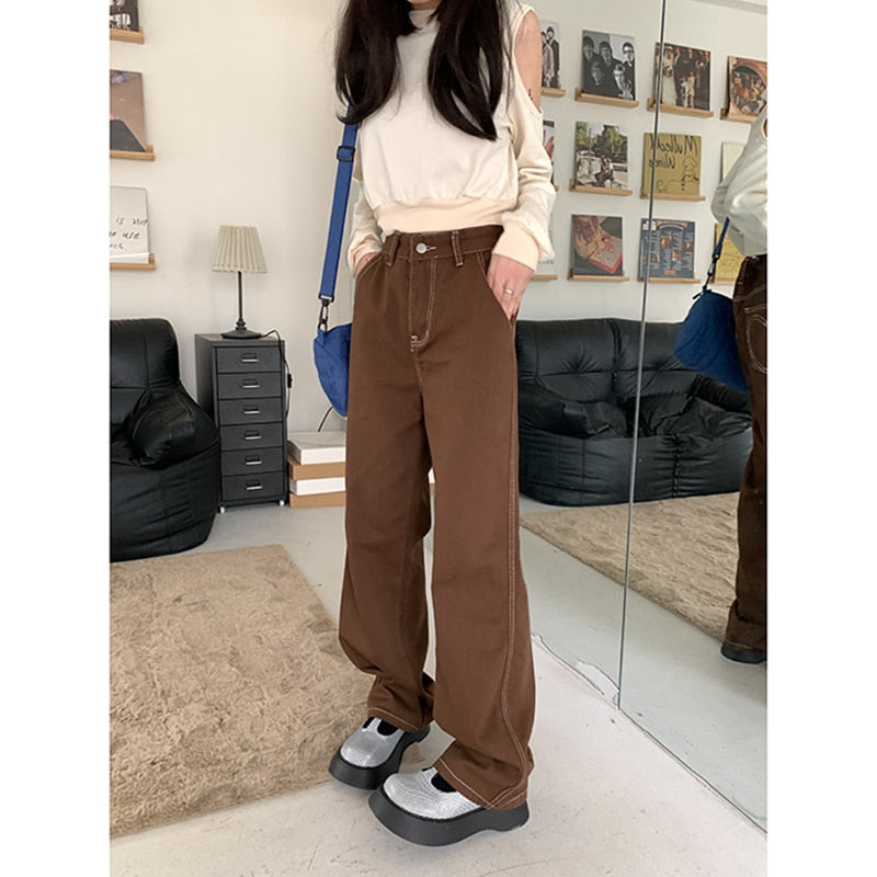 High Waist Vintage Straight Baggy Denim Pants