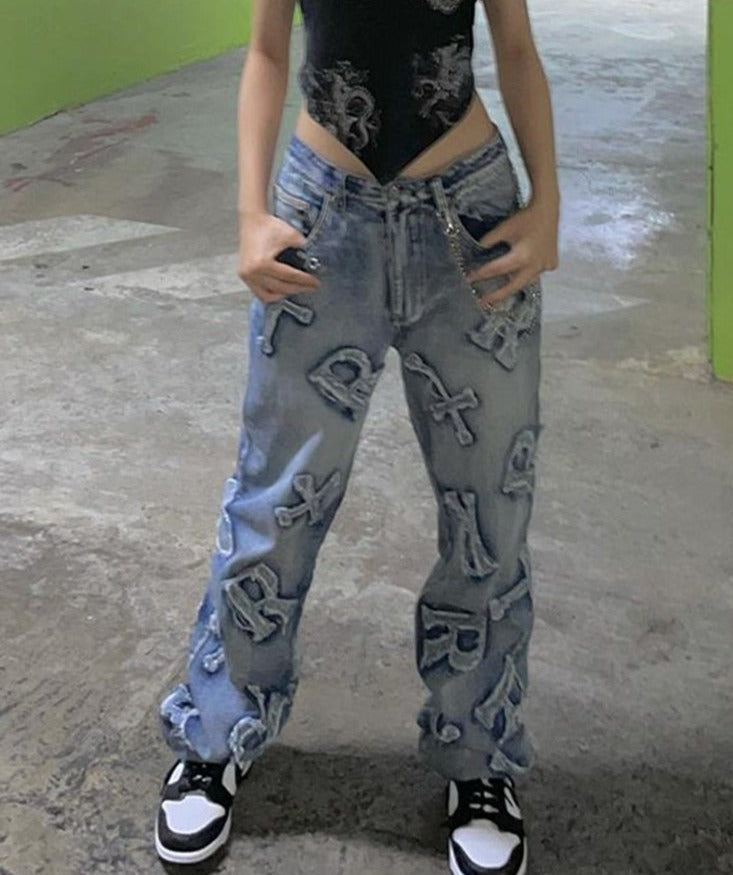 Women's Y2K Streetwear Baggy Straight Cargo Pants