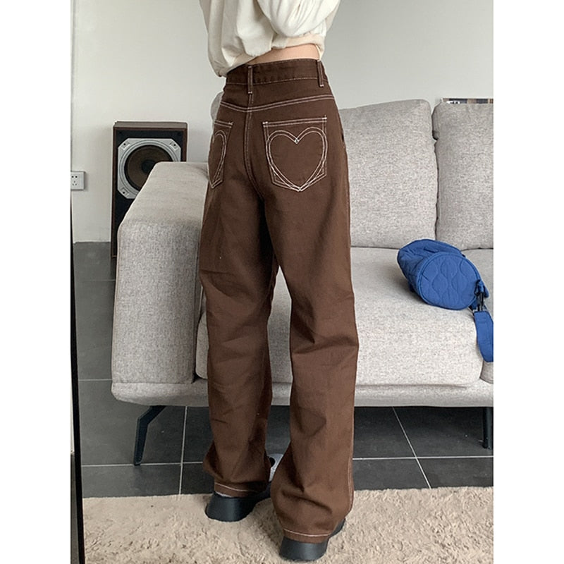 High Waist Vintage Straight Baggy Denim Pants