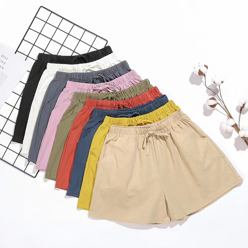 2022 New Summer Cotton Linen Beach Shorts