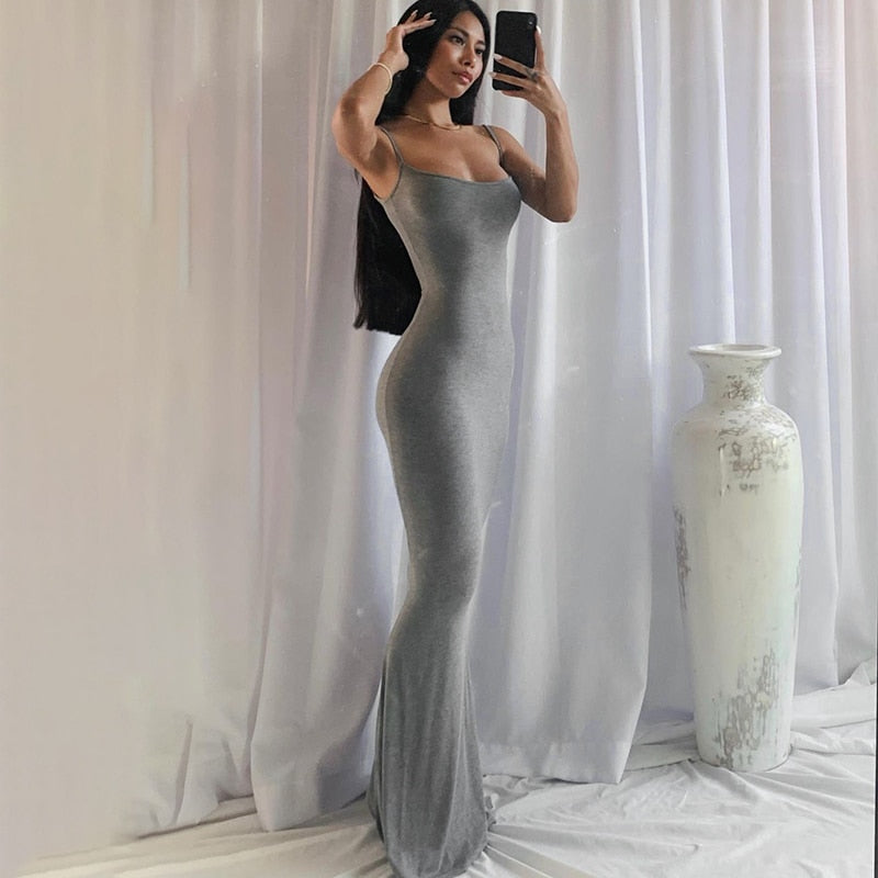 Satin Slip Sleeveless Backless Maxi Dress